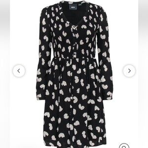 Anthropologie Maeve Heart Print Long Sleeve Fit & Flare Lined Dress, size M